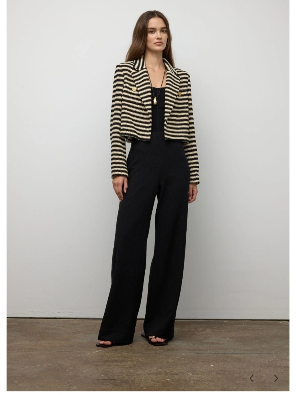 Striped Knitted Cropped Jacket Beige And Black
